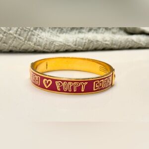 Vintage Coach Poppy Gold & Pink Enamel Bangle Bracelet.